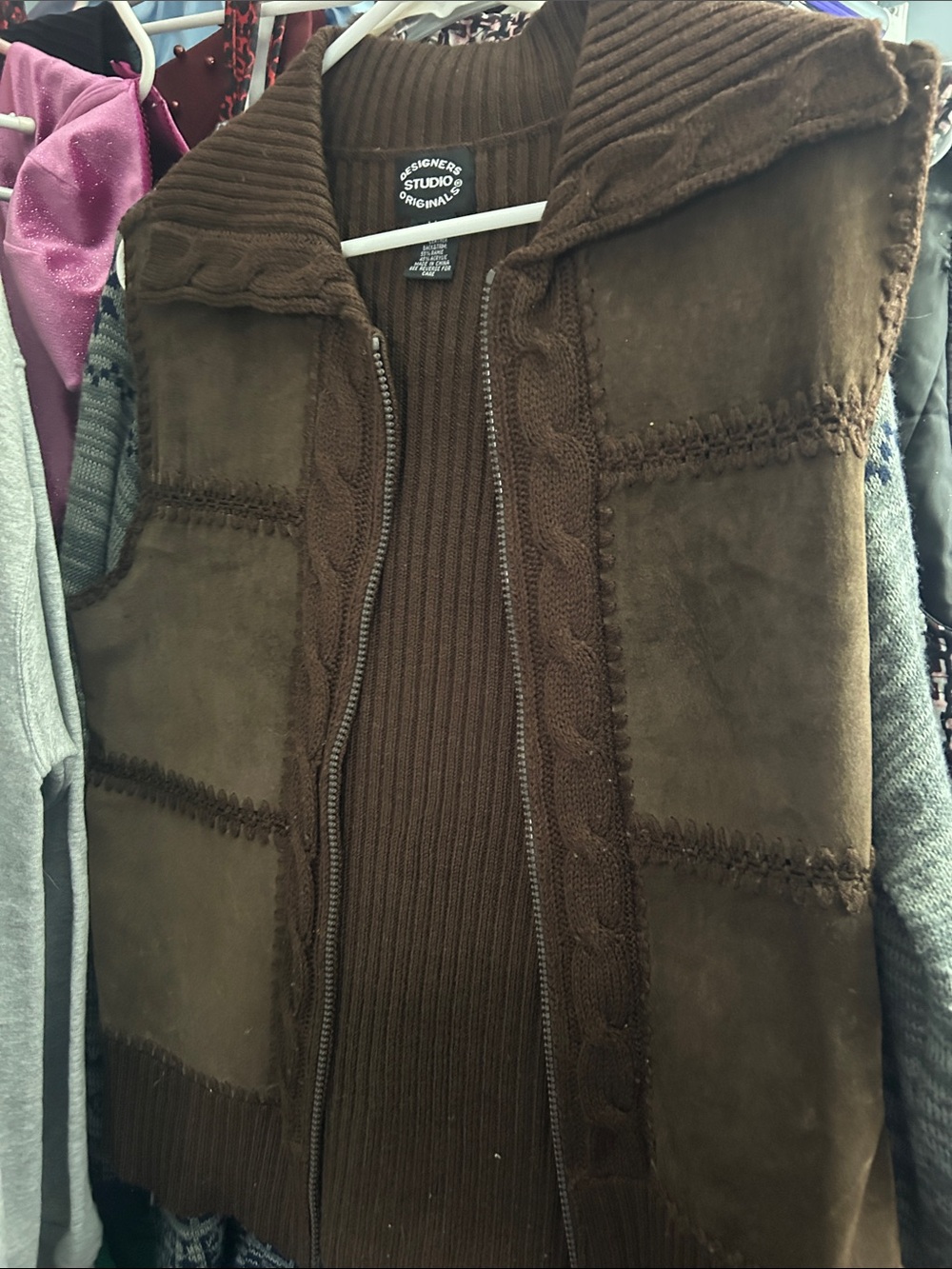 Designers Originals Brown Suede & Knit Vest
